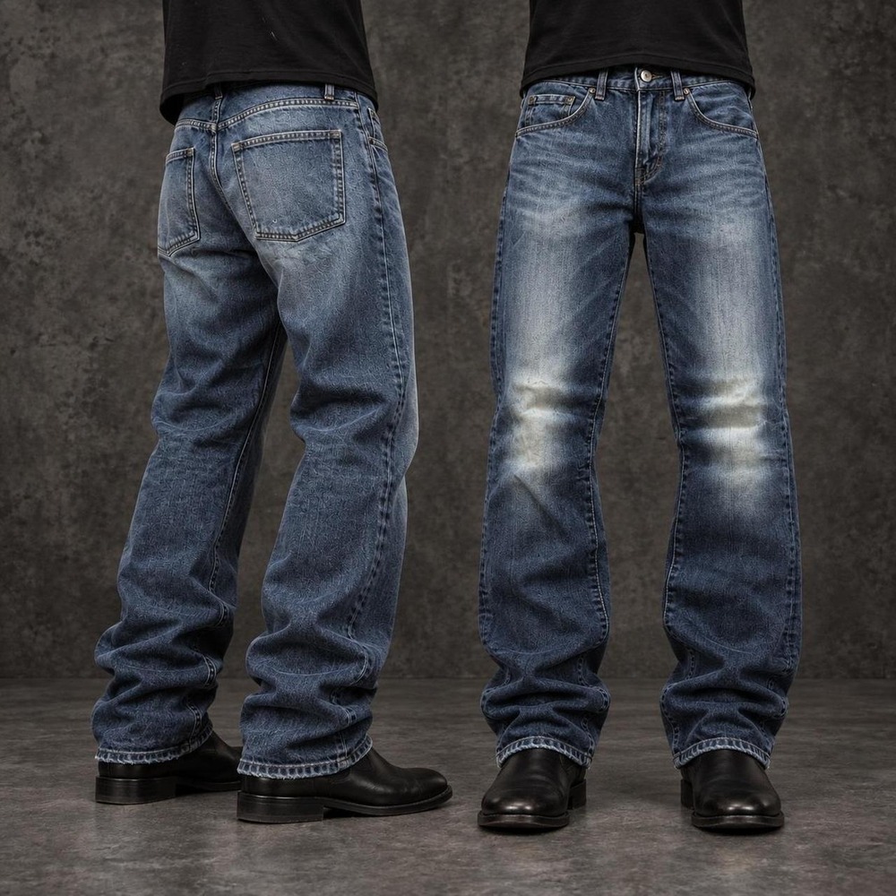 28x30 Faded Blue Slim Stacked Straight Jeans Y2K